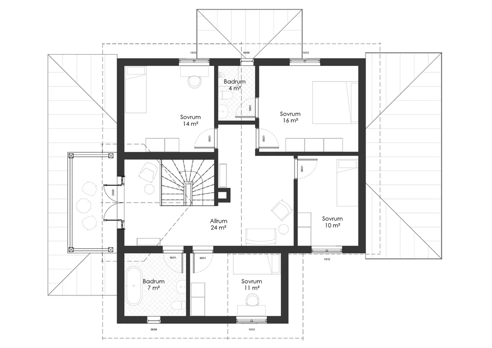 Planritning för Tvåplanshus Åsala 200